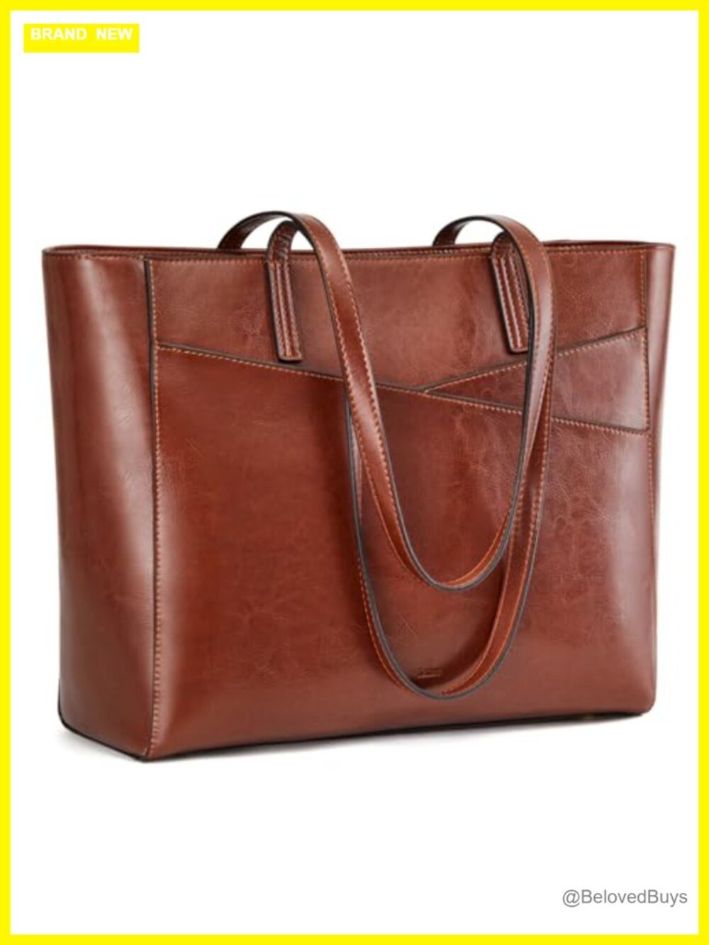 Genuine Leather Travel Tote Bag for Women Laptop Work Shoulder Bag
